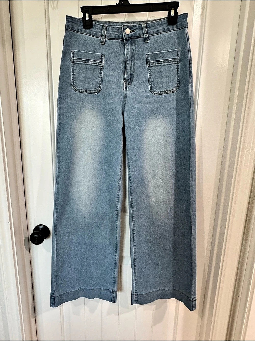 Wide Leg Jeans in Blue Size Large